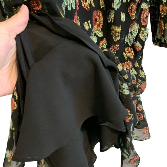 Veronica Beard Robin Black Floral Metallic Foil Mini Dress - Picture 10 of 11